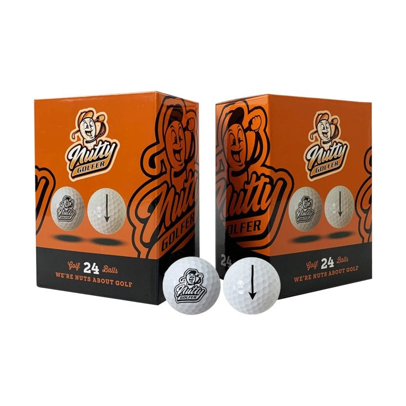 Nutty Golfer Premium Golf Balls - 24-Pack, White, Durable & Long-Lasting, Ideal for Beginners to Pros