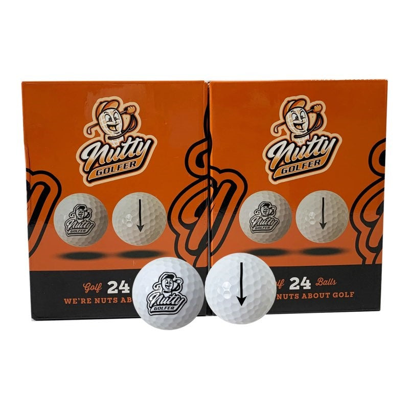 Nutty Golfer Premium Golf Balls - 24-Pack, White, Durable & Long-Lasting, Ideal for Beginners to Pros