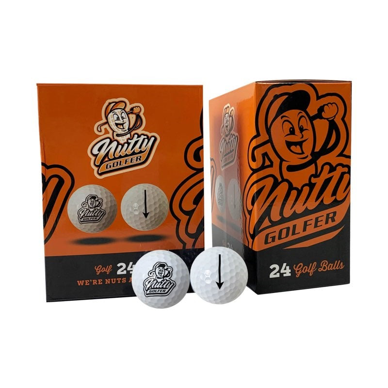 Nutty Golfer Premium Golf Balls - 24-Pack, White, Durable & Long-Lasting, Ideal for Beginners to Pros